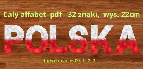 ALFABET polskie znaki - napis girlanda - 32 litery, cyfry 1, 2, 3 Listopad Maj Polska