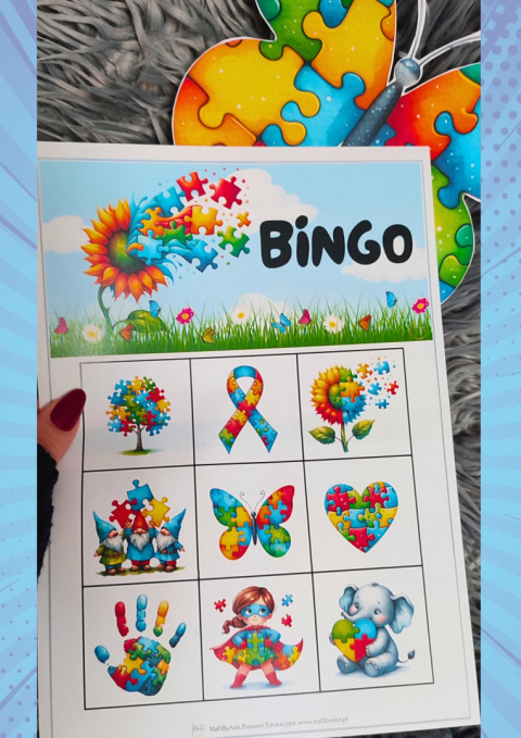 BINGO Dzień Świadomości Autyzmu 25 kart - gra układanka AUTYZM pdf