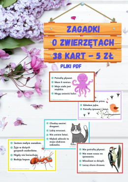 Zwierzęta ZAGADKI 38 kart pdf